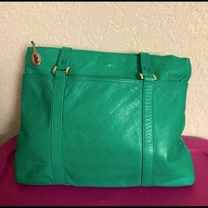 Green albi  shoulder/satchel purse zipper and magnet snap
